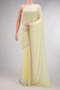 Sandal Dual Tone Mysore Georgette Saree with Embroidered on the body and Sequin Border.  displayed on a mannequin