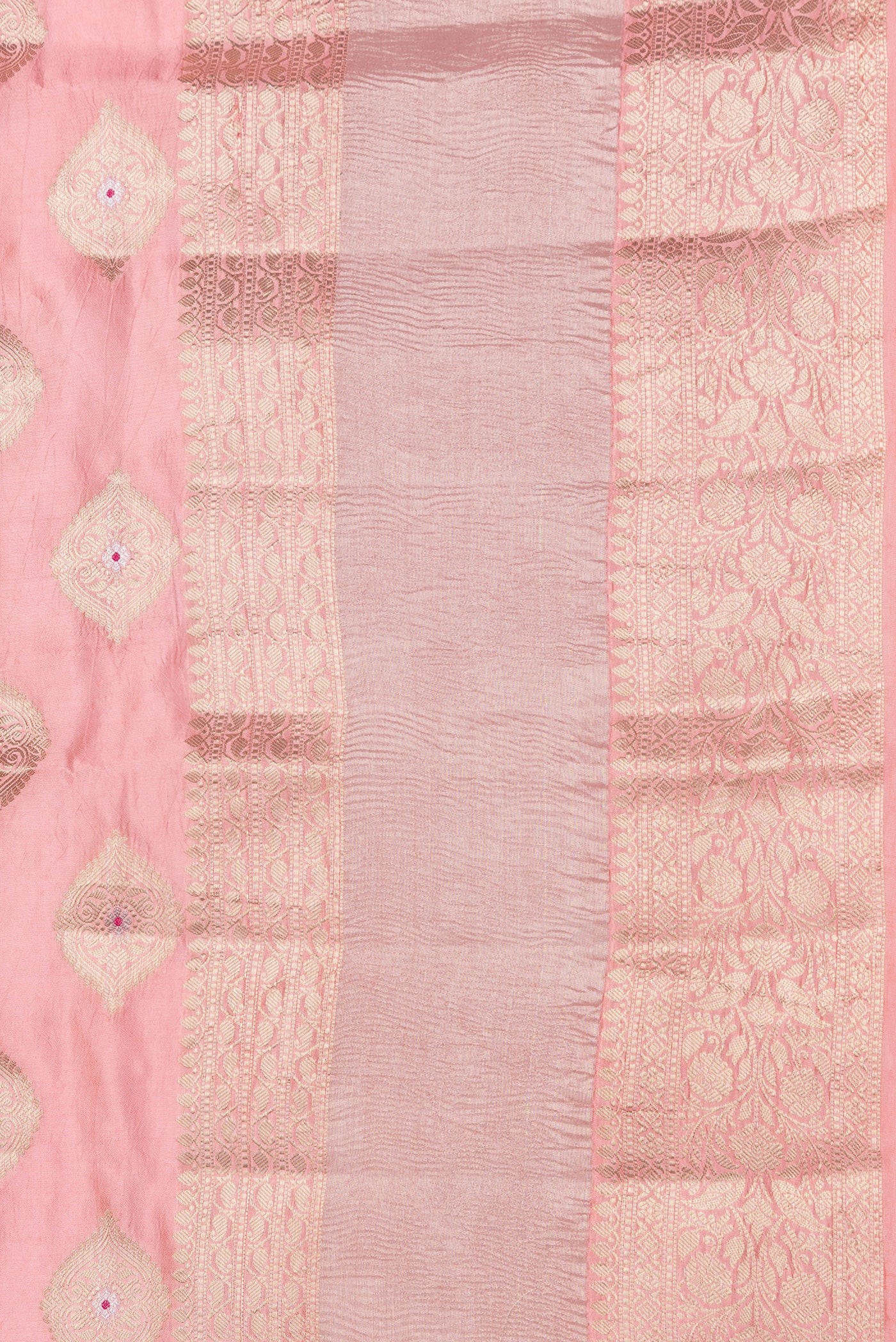 Border image of Rose pink Dual Tone Tussar Silk Saree with Zari Butta on the body and Fancy Border. 