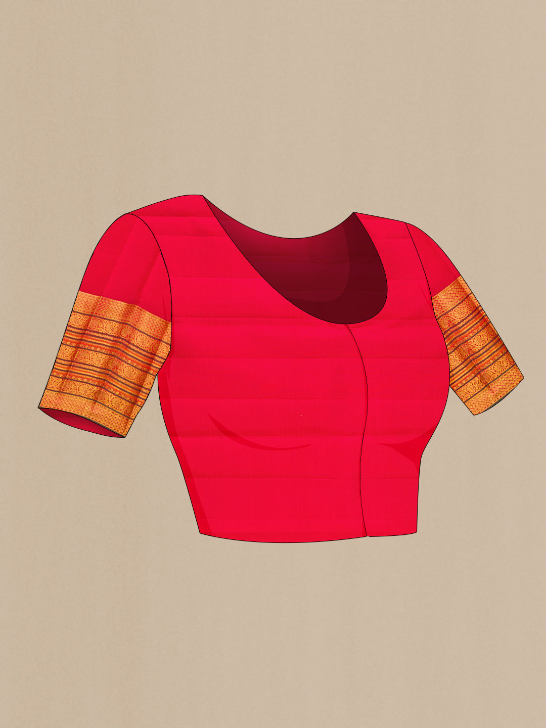 Close up image of the blouse of Sky Blue Kanchipuram Silk Saree with Checked design on the body and Zari Border. 