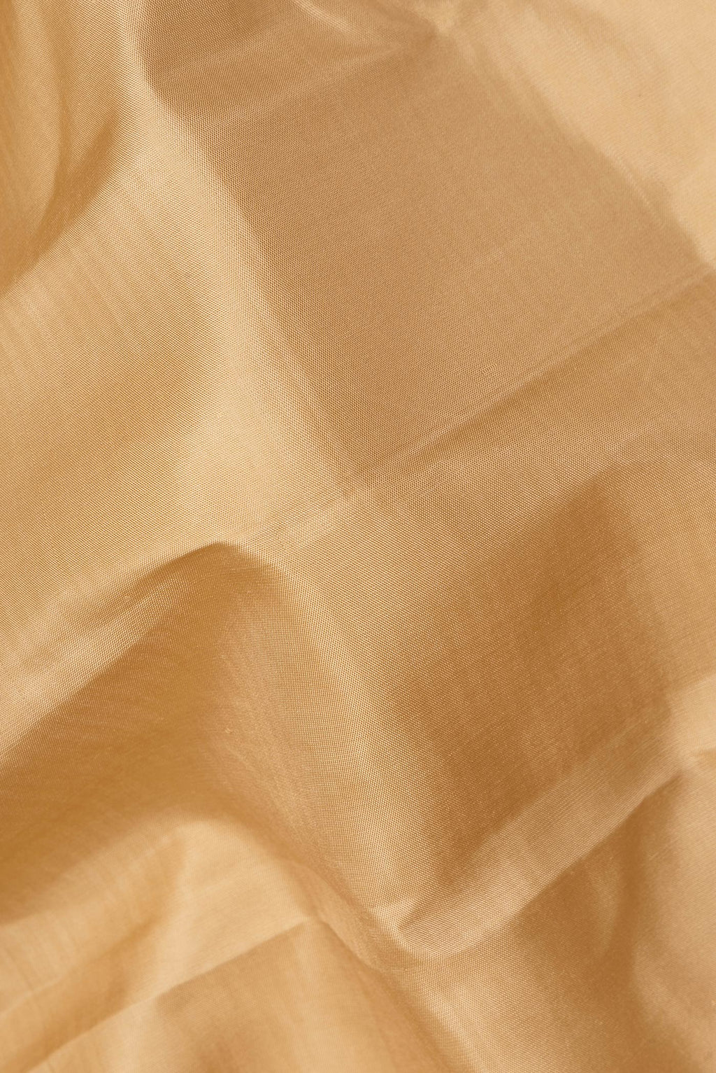 Close up of Pure Silk Beige Dual Tone Kanjivaram Saree with Plain Body and Checks Border.  displaying folds