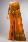 Multi Color Tussar Saree with Ombre design on the body and Thin Zari Line.  displayed on a mannequin