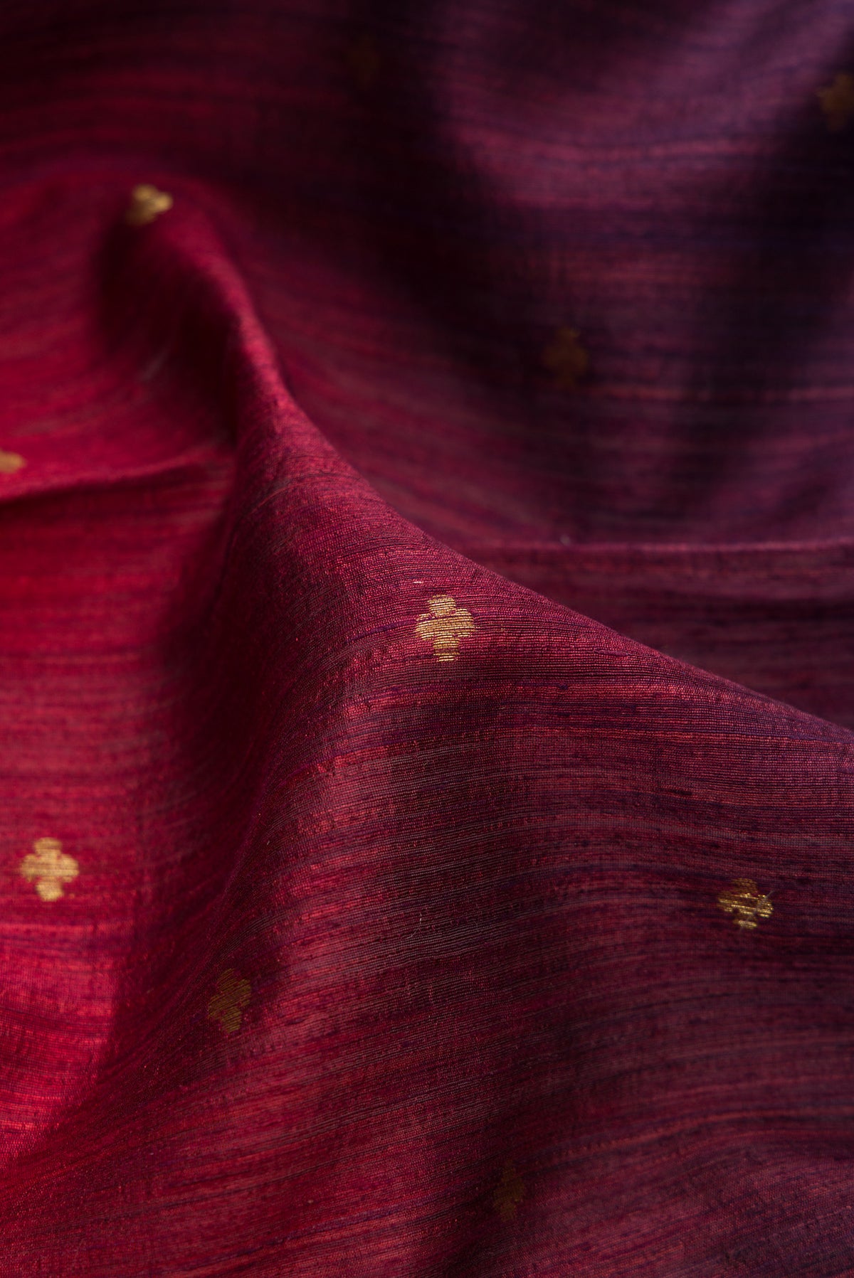 Close up of Multi Color Tussar Saree with Ombre design on the body and Fancy Border.  displaying folds