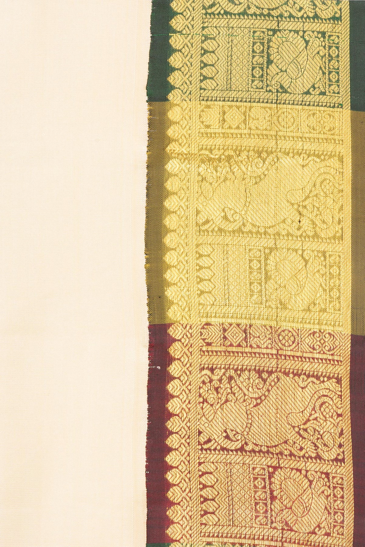 Border image of Pure Silk Sandal Dual Tone Kanjivaram Saree with Plain Body and Zari Border. 