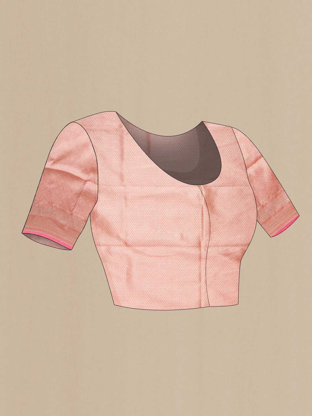 Close up image of the blouse of Pink Dual Tone Banarasi Silk Saree with Zari Brocade on the body and Fancy Border. 