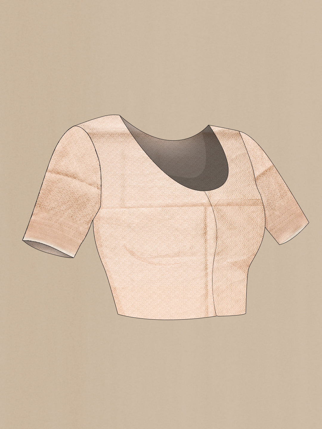 Close up image of the blouse of Beige Dual Tone Banarasi Silk Saree with Zari Brocade on the body and Fancy Border. 