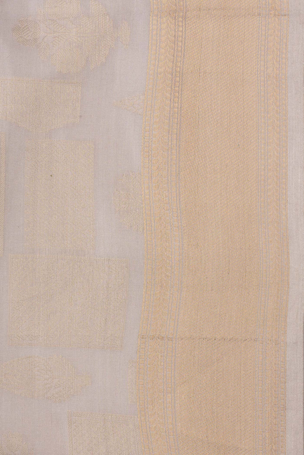 Border image of Pure Silk Beige Dual Tone Kanjivaram Saree with Zari Brocade on the body and Zari Border. 