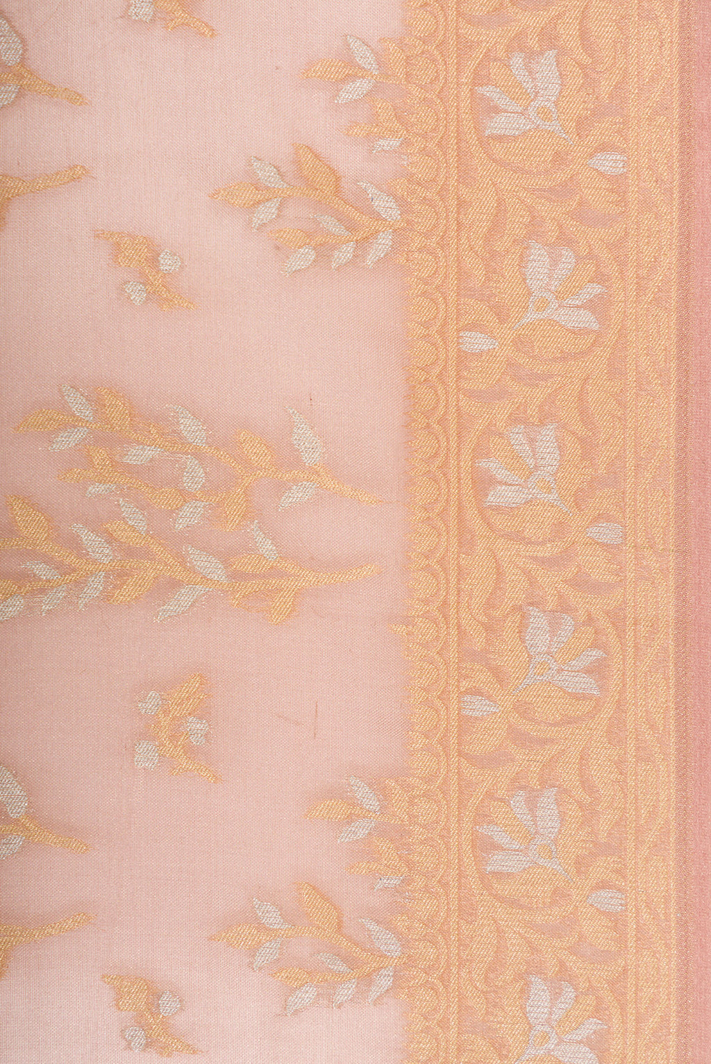 Border image of Rose Gold Dual Tone Banarasi Silk Saree with Zari Brocade on the body and Fancy Border. 