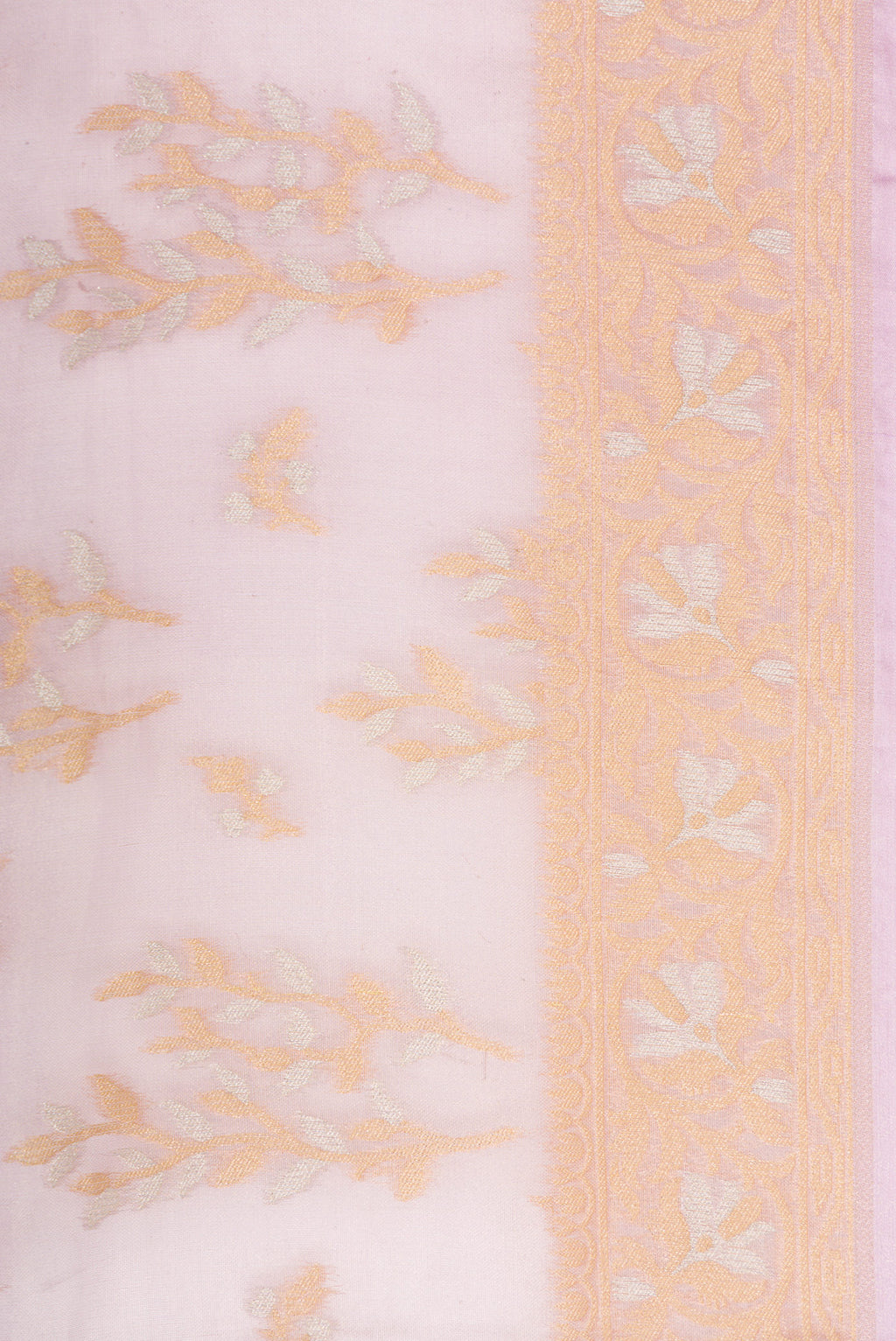 Border image of Lavender Dual Tone Banarasi Silk Saree with Zari Brocade on the body and Fancy Border. 