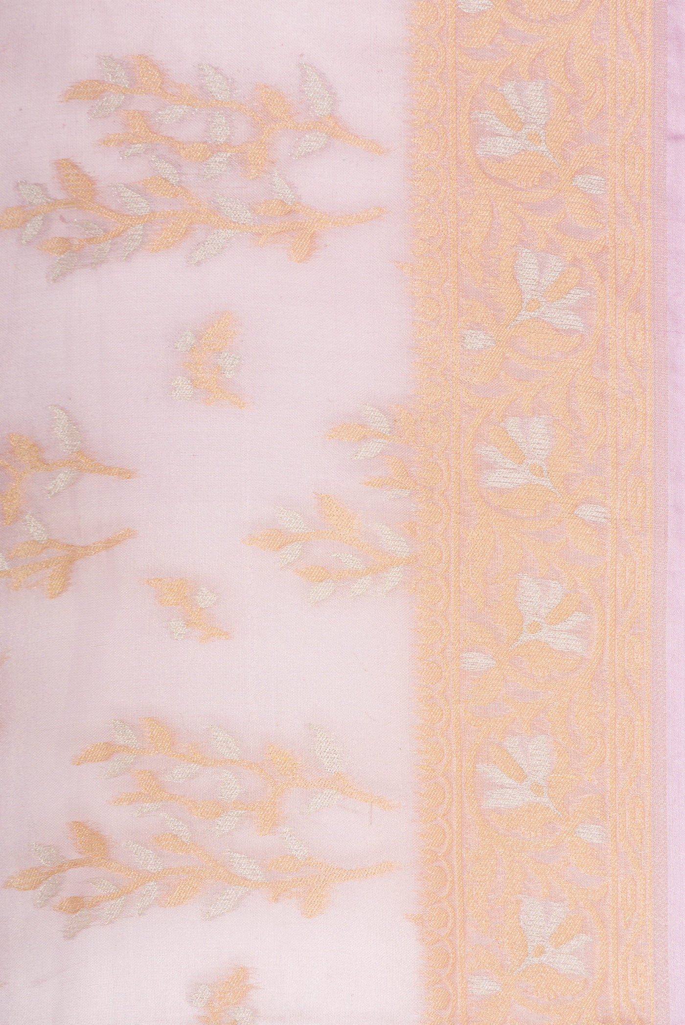 Border image of Lavender Dual Tone Banarasi Silk Saree with Zari Brocade on the body and Fancy Border. 