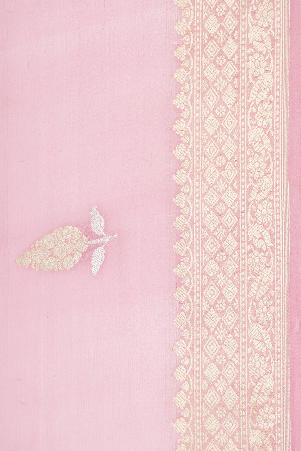 Border image of Pink Dual Tone Banarasi Georgette Saree with Embroidery on the body and Embroidery Border. 