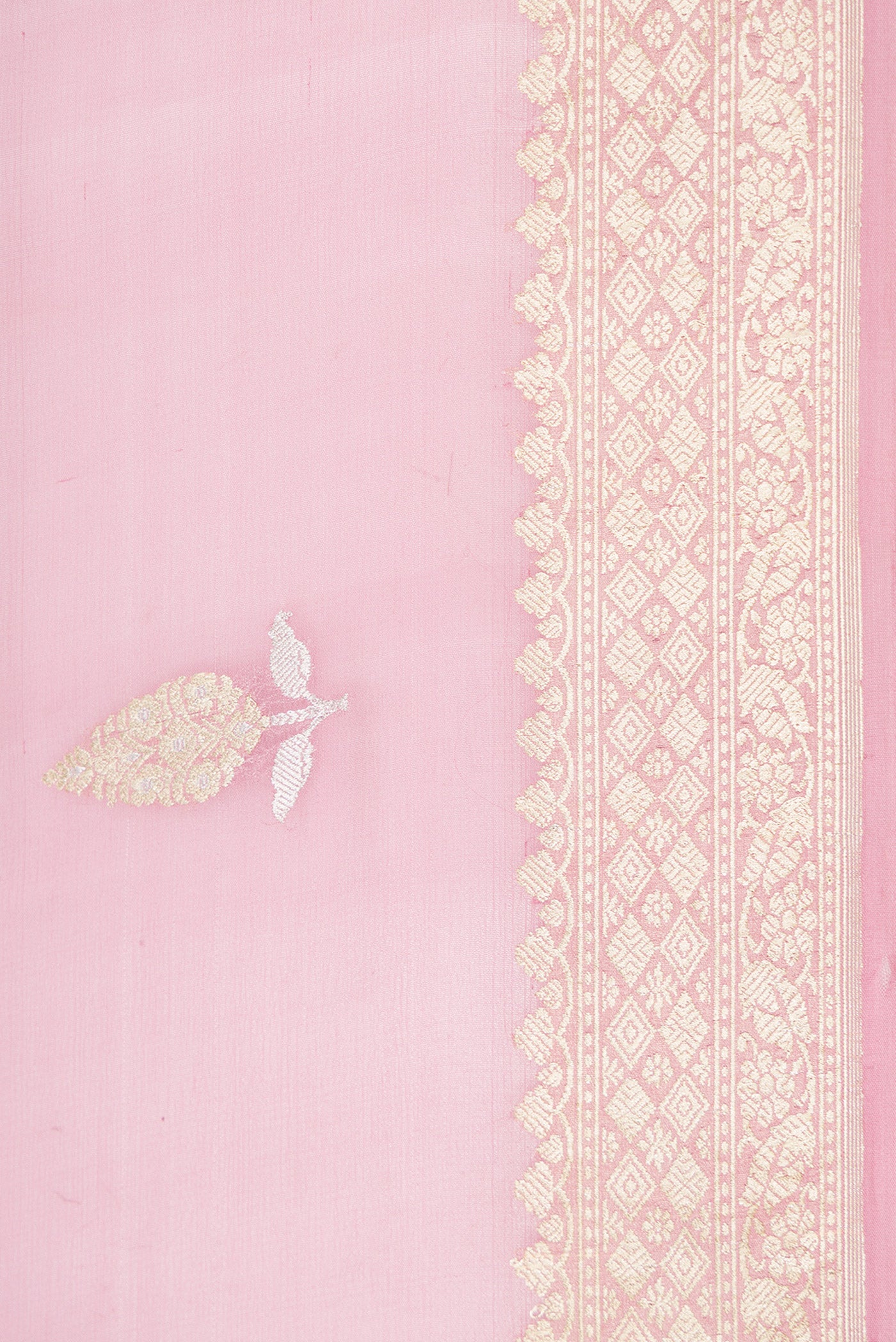 Border image of Pink Dual Tone Banarasi Georgette Saree with Embroidery on the body and Embroidery Border. 