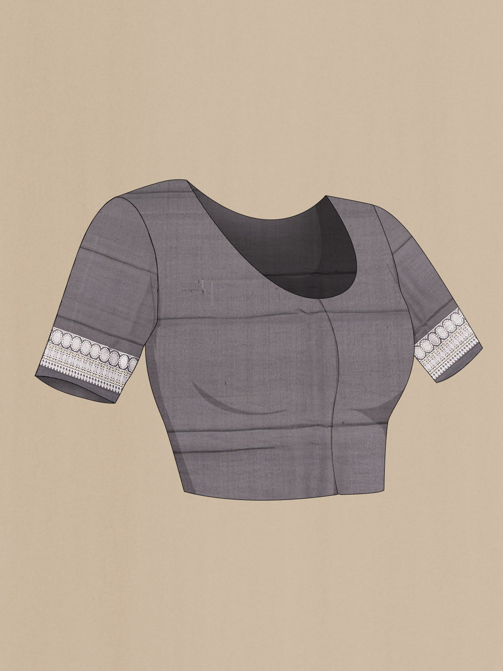 Close up image of the blouse of Black Banarasi Georgette Saree with Zari Butta on the body and Zari Border. 