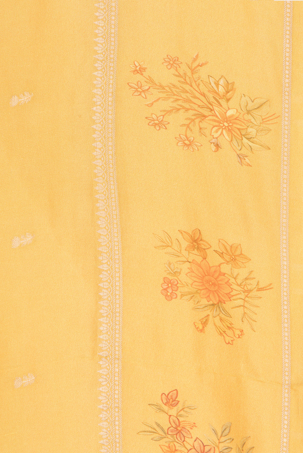 Border image of Mustard Dual Tone Crepe Saree with Zari Butta on the body and Fancy Border. 