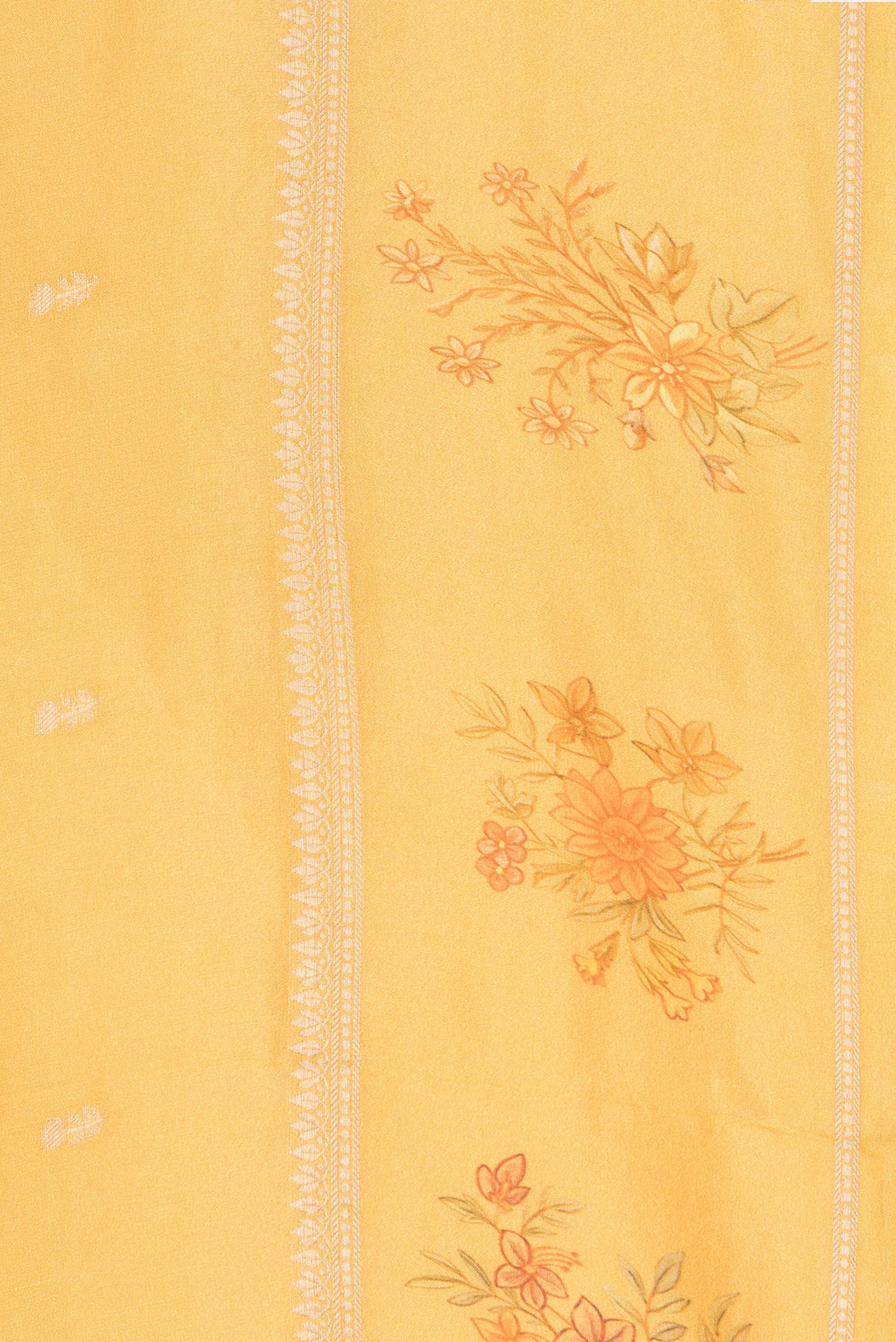 Border image of Mustard Dual Tone Crepe Saree with Zari Butta on the body and Fancy Border. 