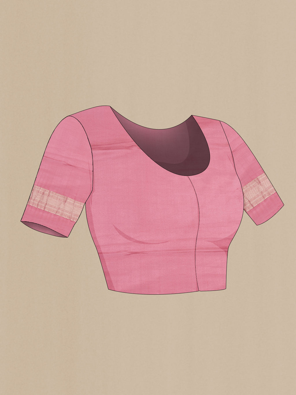 Close up image of the blouse of Pink Dual Tone Banarasi Georgette Saree with Zari Brocade on the body and Zari Border. 