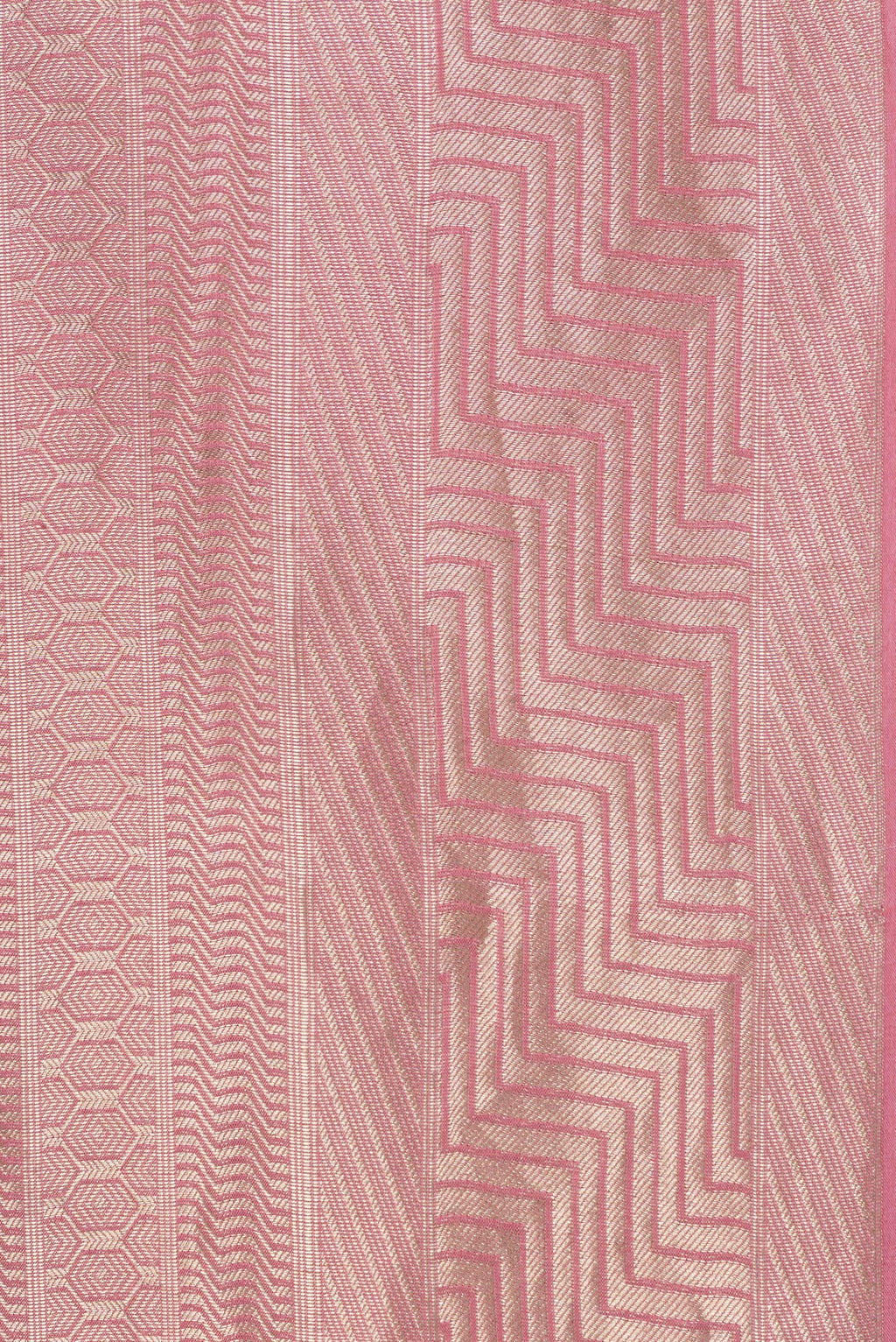 Border image of Pink Dual Tone Banarasi Georgette Saree with Zari Brocade on the body and Zari Border. 