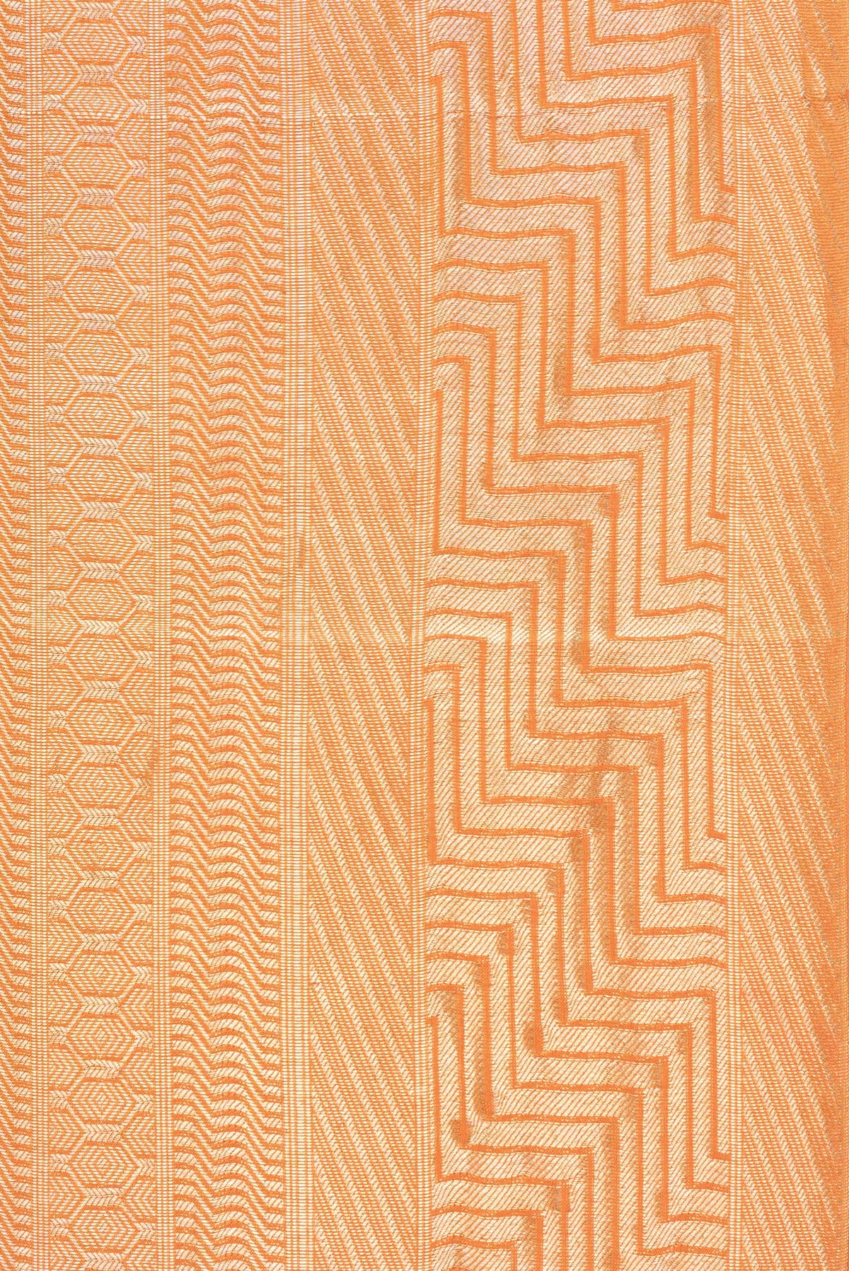 Border image of Pure Silk Orange Dual Tone Banarasi Georgette Saree with Zari Brocade on the body and Zari Border. 