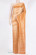Pure Silk Orange Dual Tone Banarasi Georgette Saree with Zari Brocade on the body and Zari Border.  displayed on a mannequin