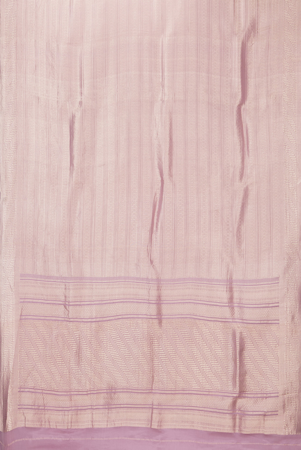 Flat view of Lavender Dual Tone Banarasi Georgette Saree with Zari Brocade on the body and Zari Border. 