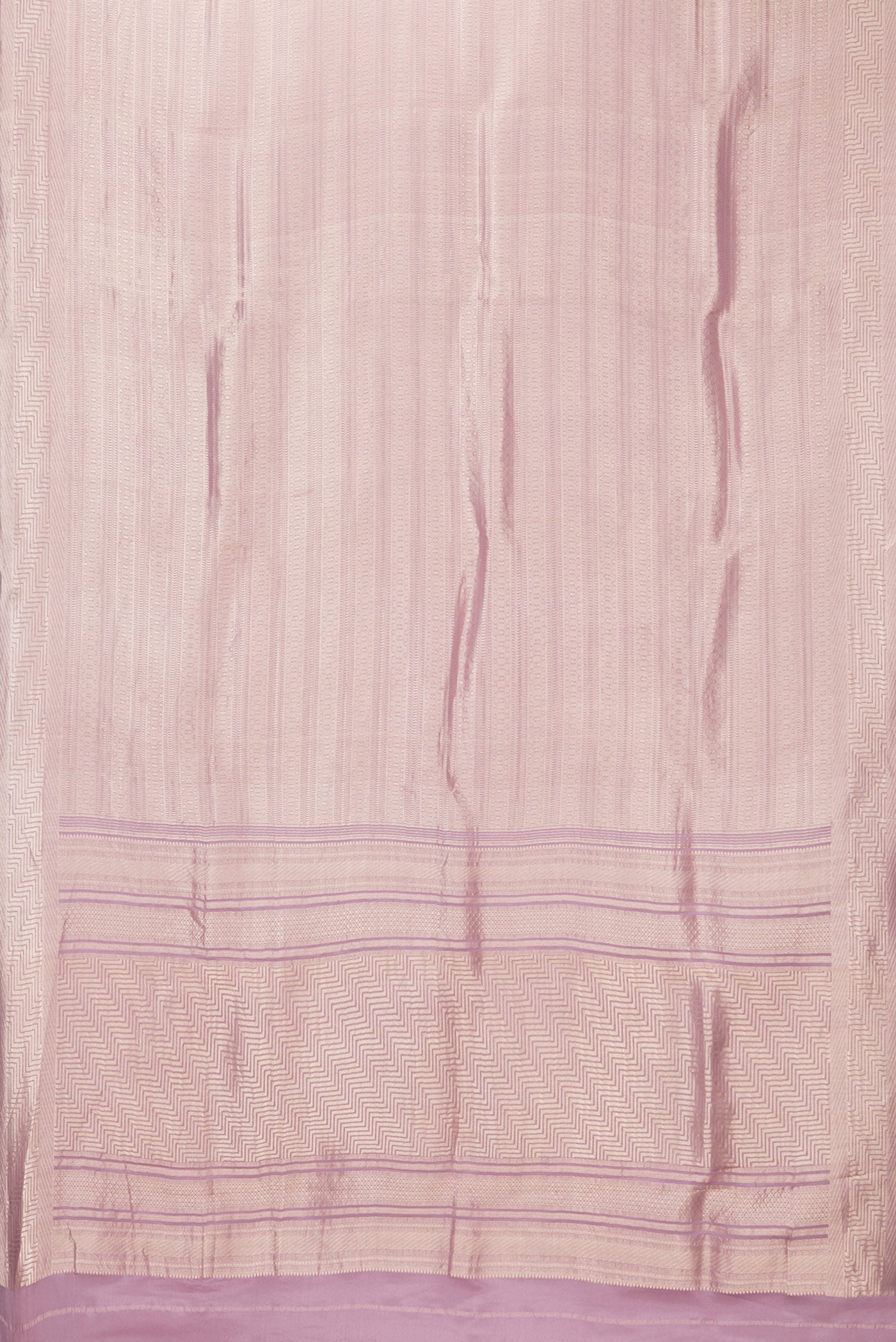 Flat view of Lavender Dual Tone Banarasi Georgette Saree with Zari Brocade on the body and Zari Border. 
