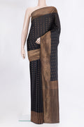 Pure Silk Black Dual Tone Banarasi Georgette Saree with Zari Butta on the body and Fancy Border.  displayed on a mannequin
