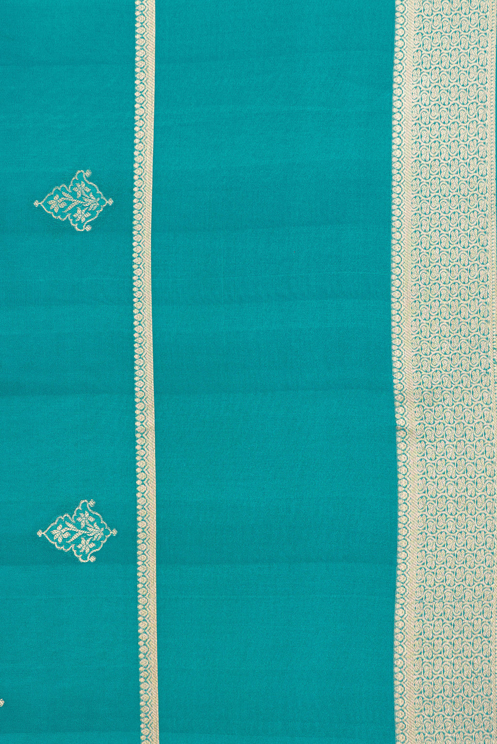 Border image of Pure Silk Sky Blue Dual Tone Banarasi Georgette Saree with Zari Butta on the body and Zari Border. 