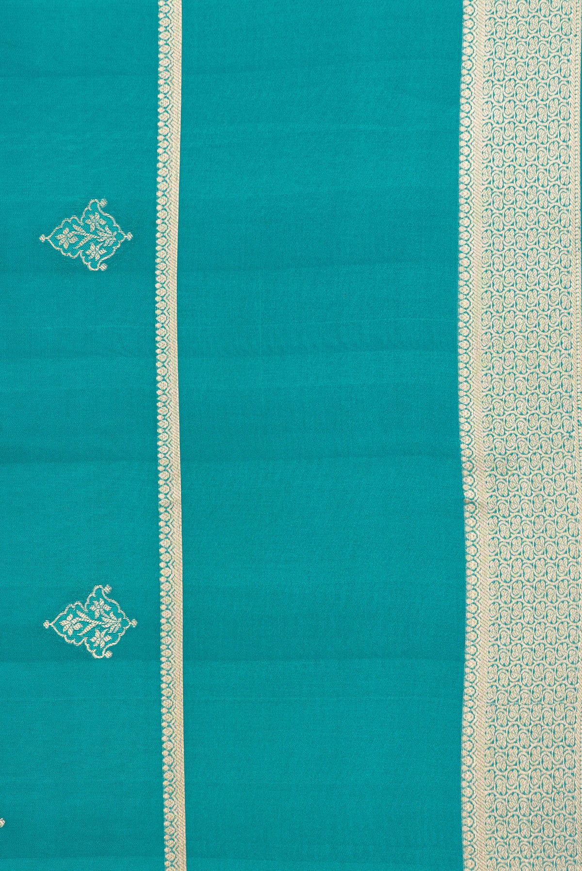 Border image of Pure Silk Sky Blue Dual Tone Banarasi Georgette Saree with Zari Butta on the body and Zari Border. 