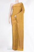 Mustard Dual Tone Banarasi Georgette Saree with Zari Brocade on the body and Zari Border.  displayed on a mannequin