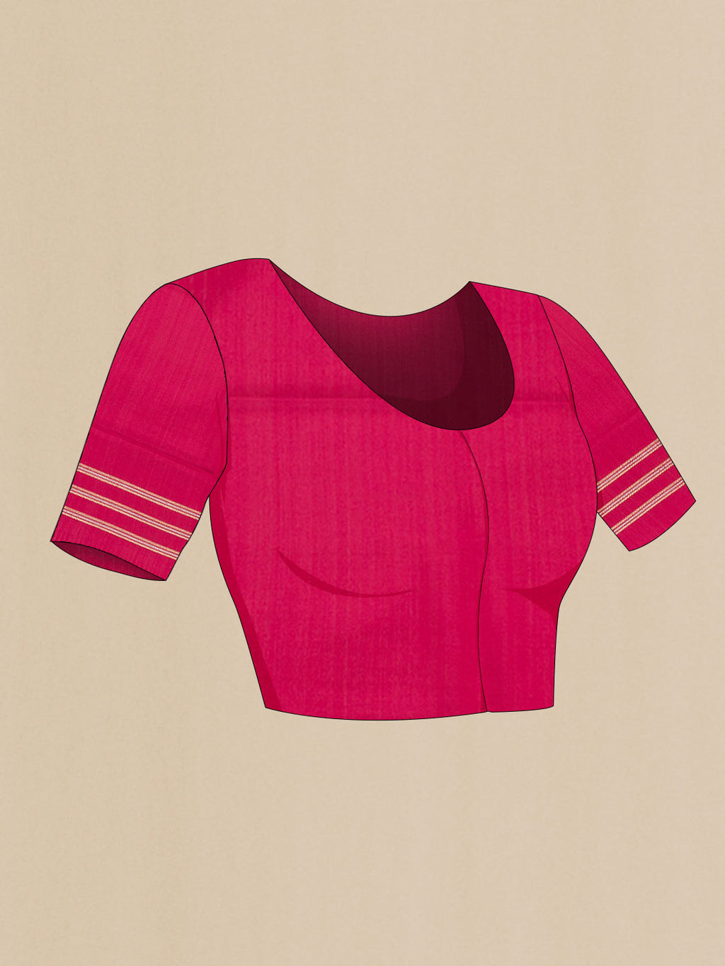 Close up image of the blouse of Dark Pink Georgette Saree with Plain Body and Fancy Border. 