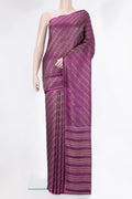 Magenta Dual Tone Banarasi Georgette Saree with Zari Brocade on the body and Zari Border.  displayed on a mannequin