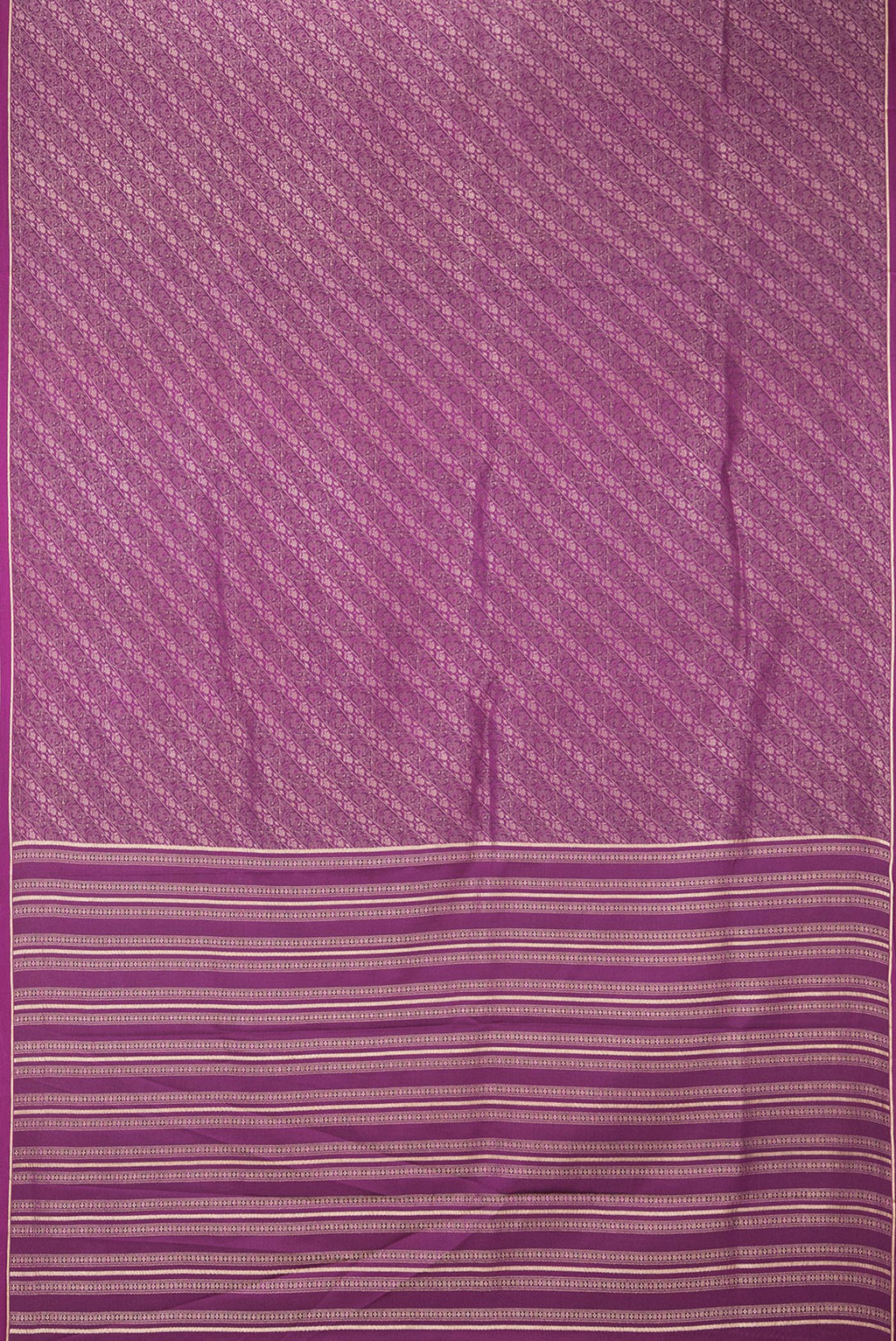 Flat view of Magenta Dual Tone Banarasi Georgette Saree with Zari Brocade on the body and Zari Border. 