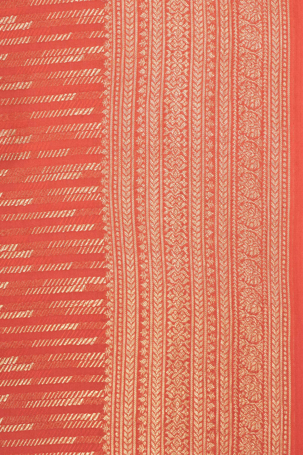Border image of Rust Dual Tone Banarasi Georgette Saree with Zari Brocade on the body and Zari Border. 