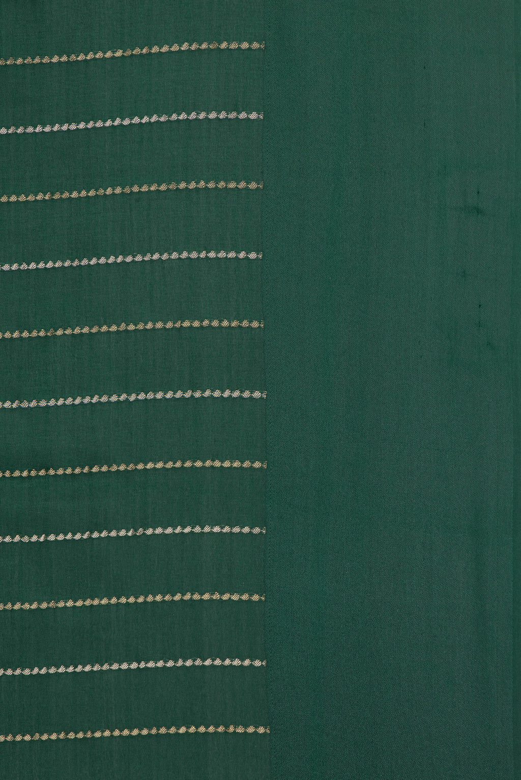 Border image of Pure Silk Bottle Green Dual Tone Banarasi Georgette Saree with Stripes on the body and Zari Border. 