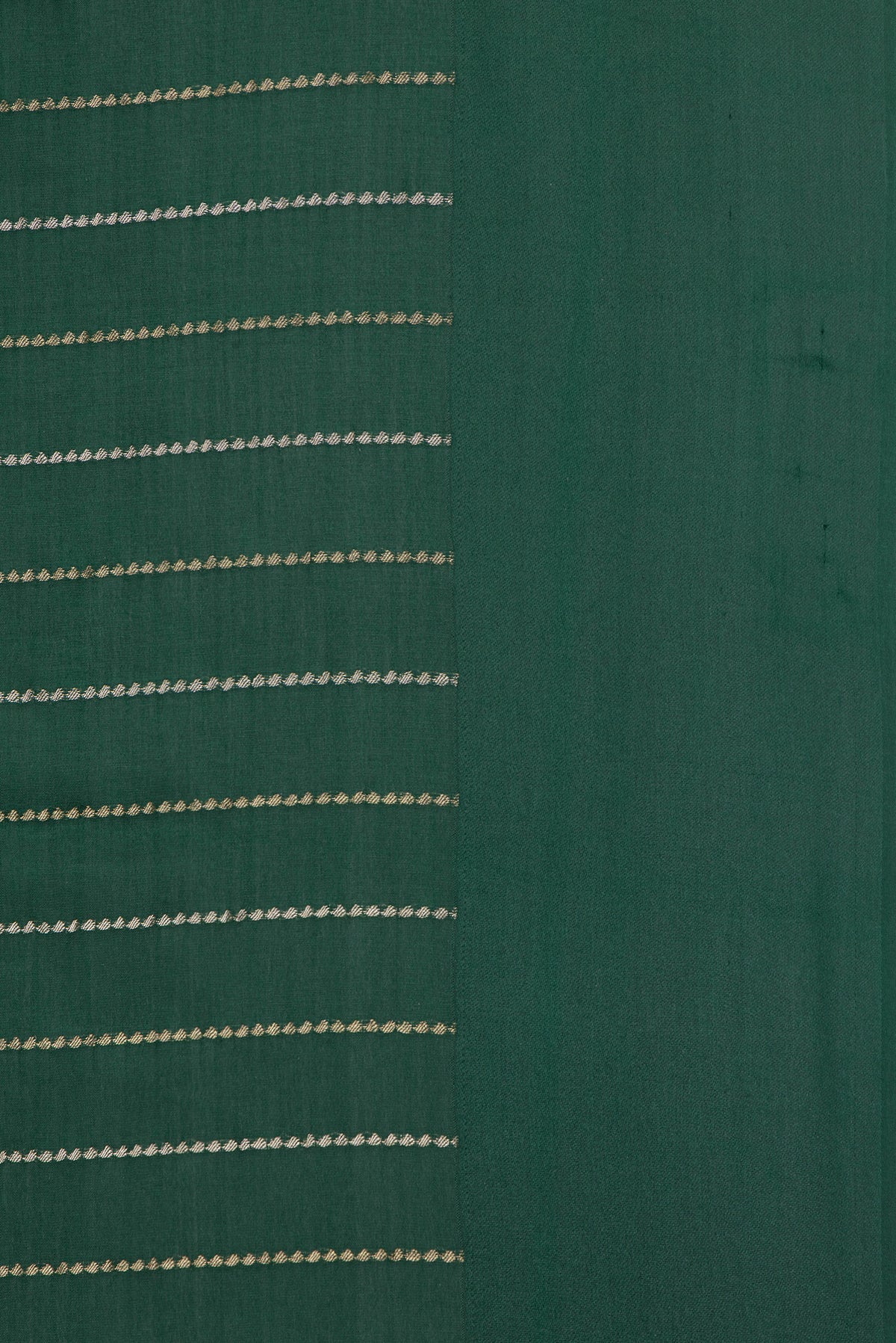 Border image of Pure Silk Bottle Green Dual Tone Banarasi Georgette Saree with Stripes on the body and Zari Border. 