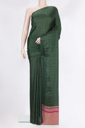 Pure Silk Bottle Green Dual Tone Banarasi Georgette Saree with Zari Butta on the body and Without Border.  displayed on a mannequin