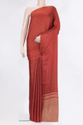 Pure Silk Red Dual Tone Banarasi Georgette Saree with Zari Butta on the body and Without Border.  displayed on a mannequin