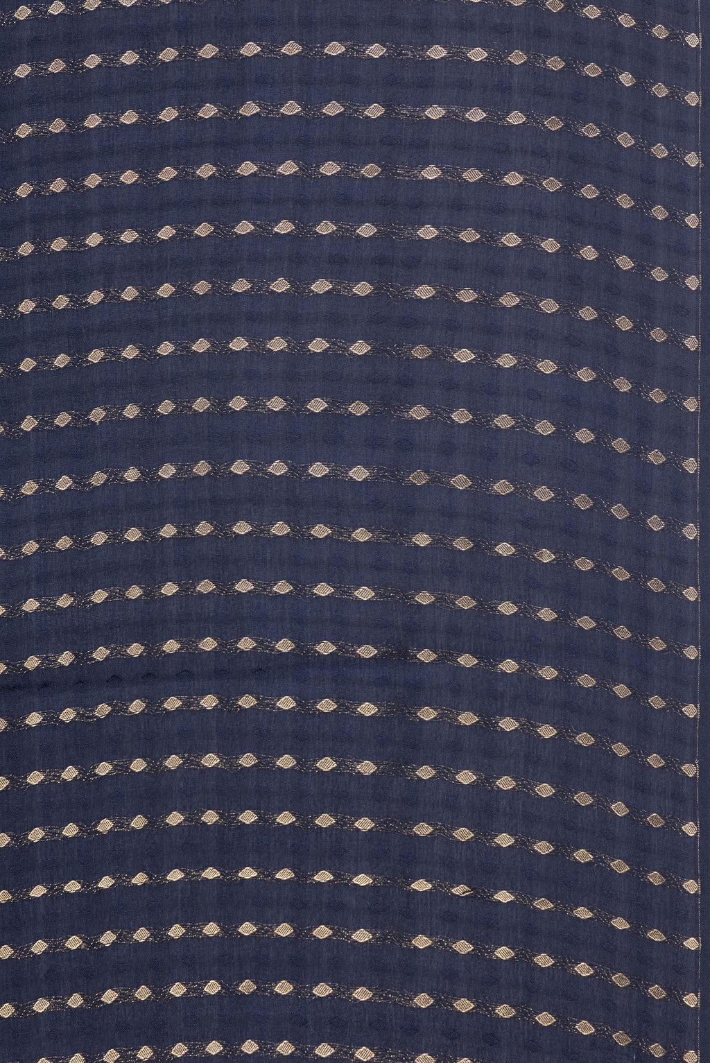 Border image of Pure Silk Navy Blue Dual Tone Banarasi Georgette Saree with Zari Brocade on the body and Without Border. 