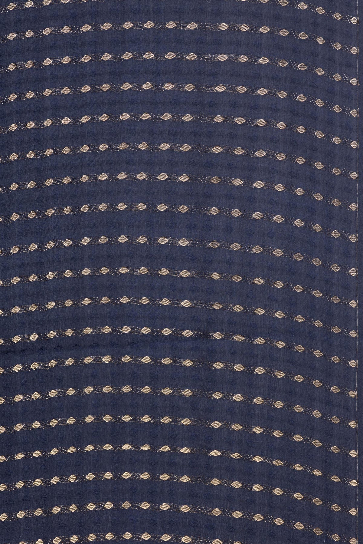 Border image of Pure Silk Navy Blue Dual Tone Banarasi Georgette Saree with Zari Brocade on the body and Without Border. 