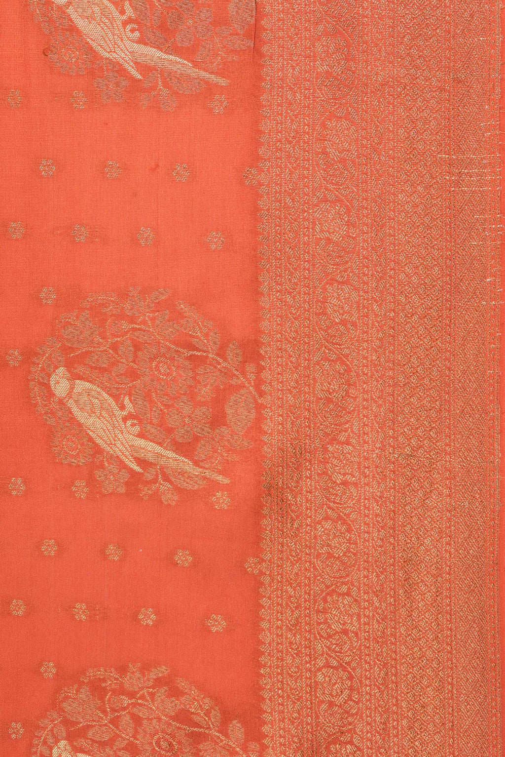 Border image of Rust Dual Tone Banarasi Georgette Saree with Zari Butta on the body and Zari Border. 
