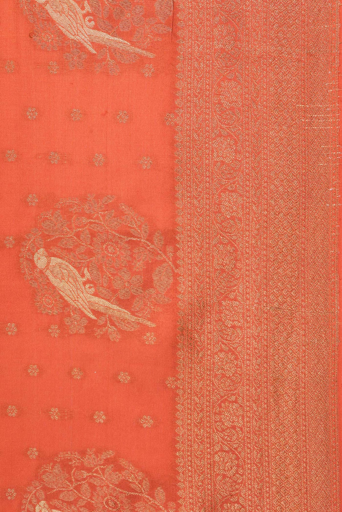 Border image of Rust Dual Tone Banarasi Georgette Saree with Zari Butta on the body and Zari Border. 