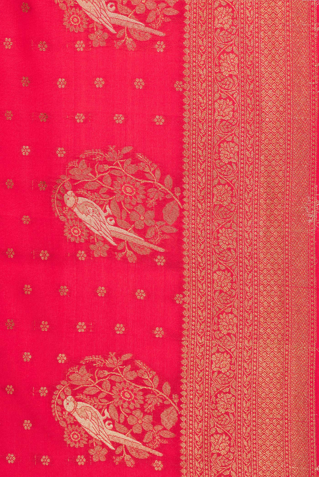 Border image of Pure Silk Red Dual Tone Banarasi Georgette Saree with Zari Butta on the body and Fancy Border. 