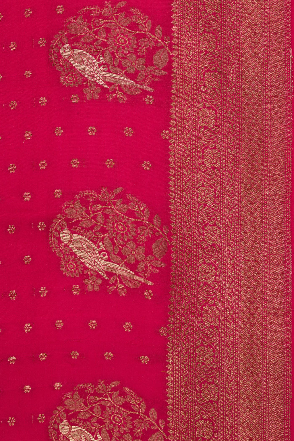 Border image of Dark Pink Dual Tone Banarasi Georgette Saree with Zari Butta on the body and Zari Border. 