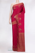 Dark Pink Dual Tone Banarasi Georgette Saree with Zari Butta on the body and Zari Border.  displayed on a mannequin