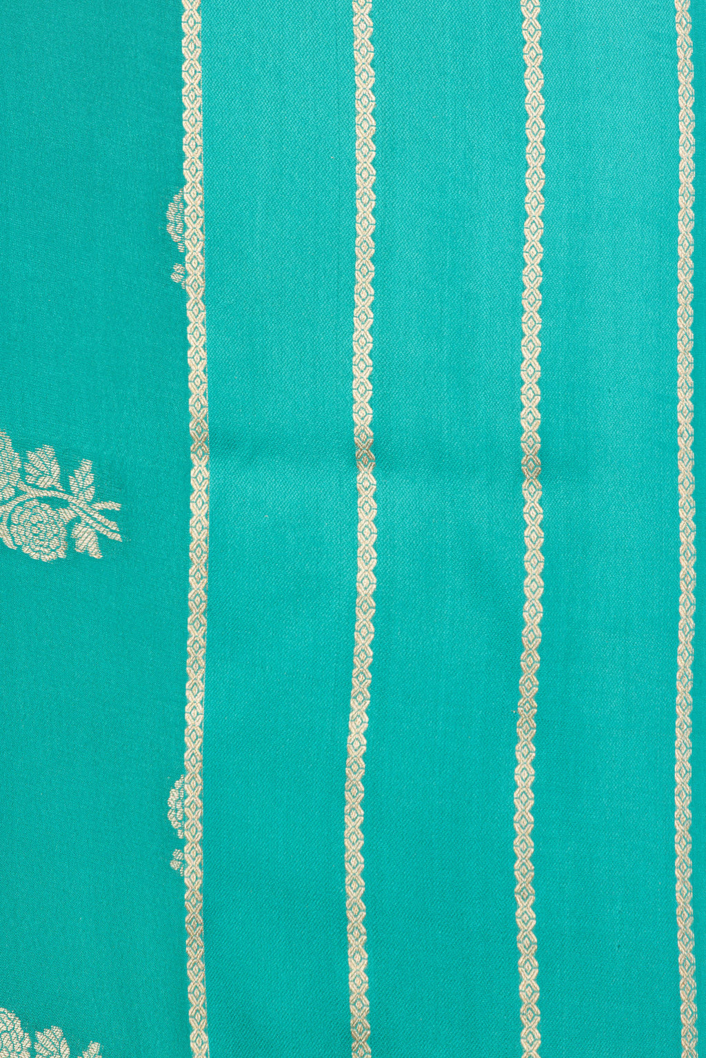Border image of Pure Silk Sky Blue Dual Tone Banarasi Georgette Saree with Zari Butta on the body and Zari Border. 