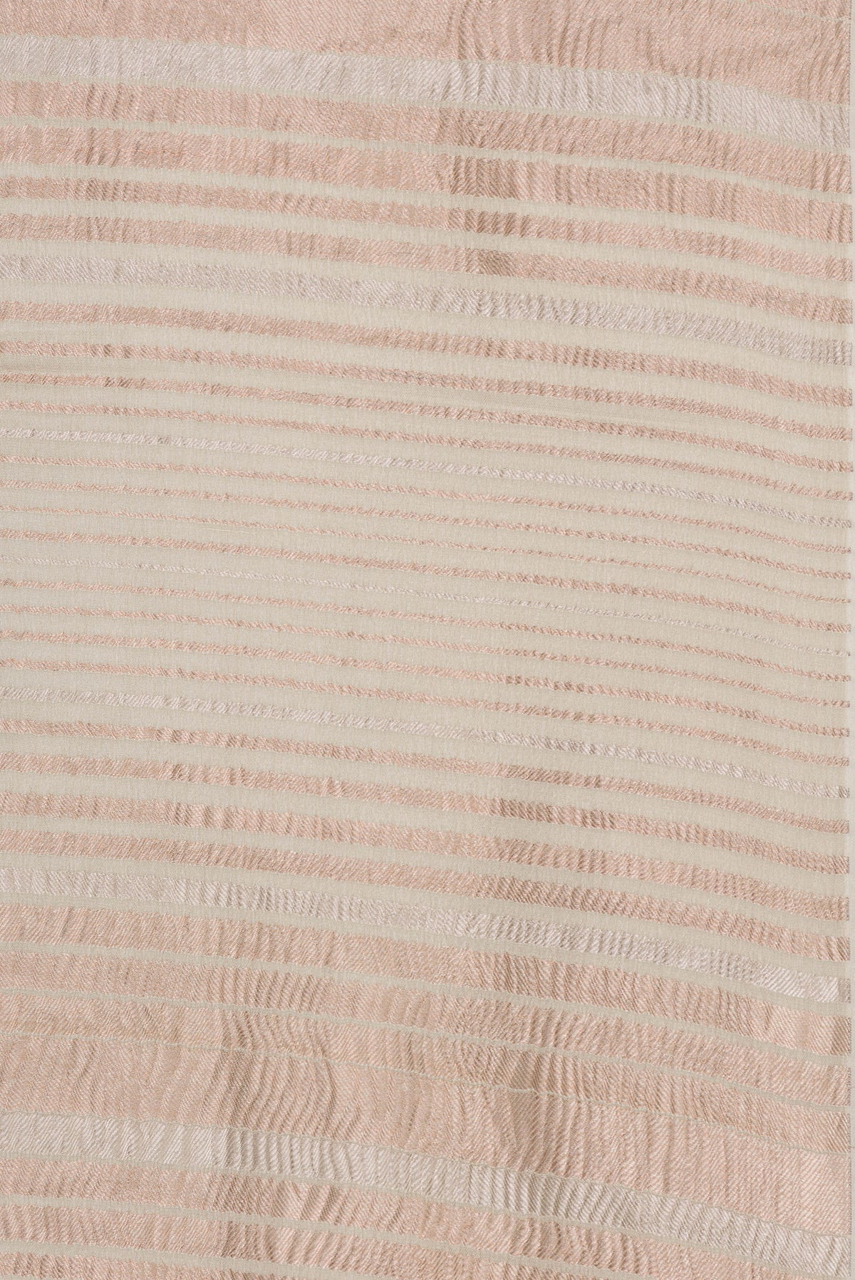 Border image of Beige Georgette Saree with Stripes on the body and Without Border. 
