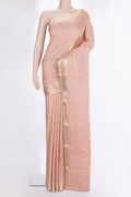 Peach Dual Tone Crepe Saree with Zari Brocade on the body and Zari Border.  displayed on a mannequin