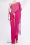 Pink Tussar Saree with Checked design on the body and Zari Border.  displayed on a mannequin