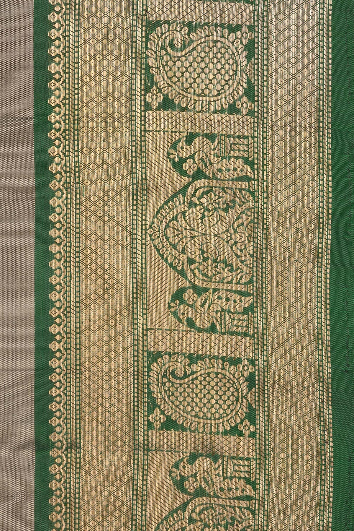 Border image of Pure Silk Grey Dual Tone Soft Saree with Zari Butta on the body and Fancy Border. 