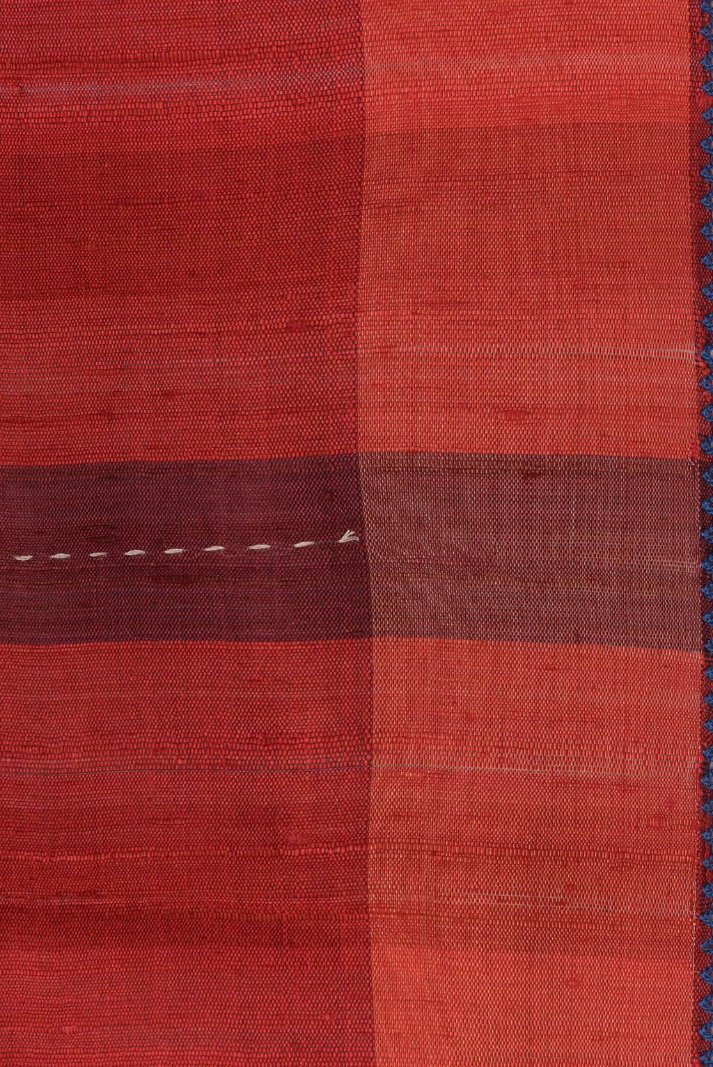 Border image of Pure Silk Maroon Dual Tone Tussar Saree with Stripes on the body and Embroidery Border. 