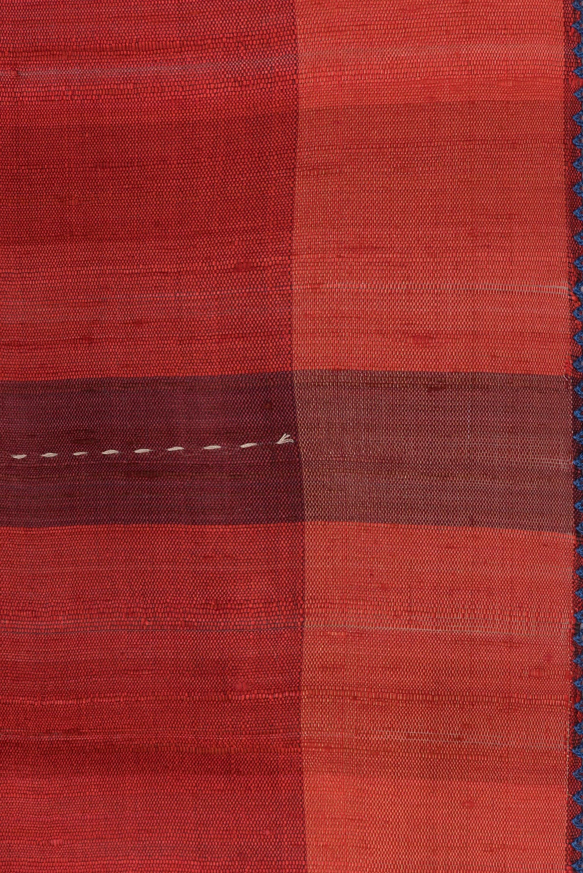 Border image of Pure Silk Maroon Dual Tone Tussar Saree with Stripes on the body and Embroidery Border. 